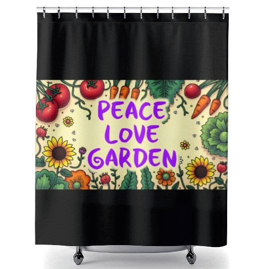 Peace, Love, Garden Shower Curtains