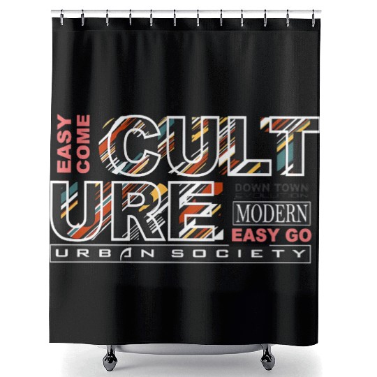 Urban Culture Vibes – Modern Streetwear Graphic Te Shower Curtains