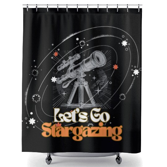 Let’s Go Stargazing – Vintage Telescope Night Sky Shower Curtains