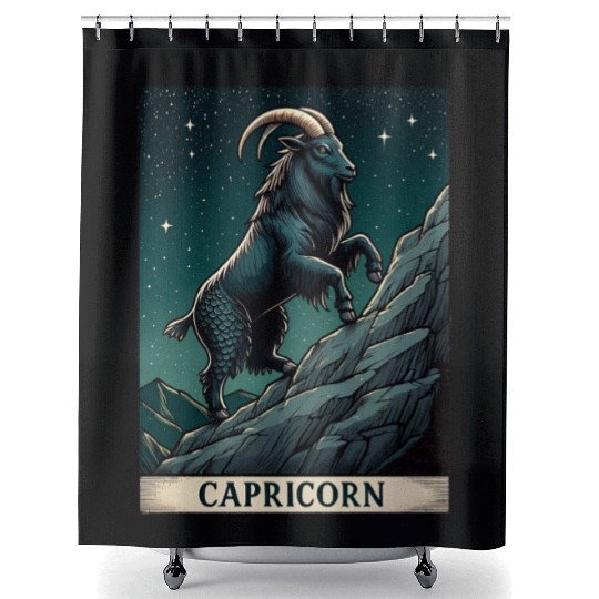 Zodiac Card Capricorn Shower Curtains
