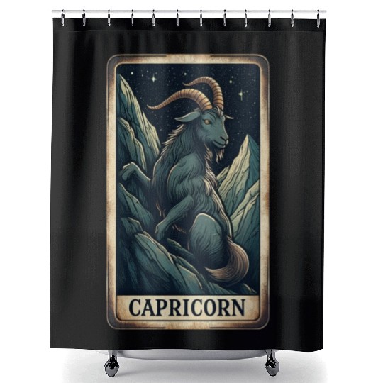 Zodiac Card Capricorn Shower Curtains