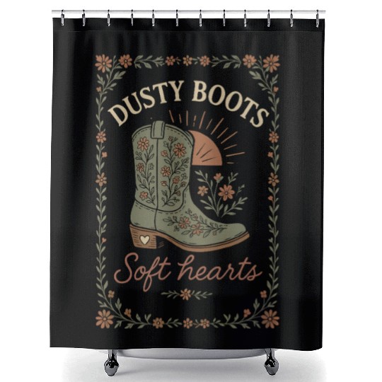 Soft Cowgirl Floral Rodeo Western Aesthetic Horse Shower Curtains