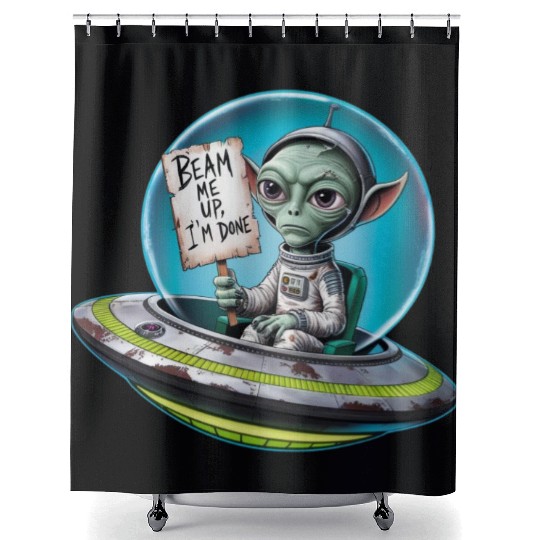 UFO Mars beam me up Allien Shower Curtains