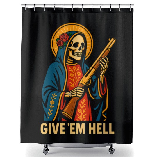 Give'em Hell Gothic Streetwear Shower Curtains