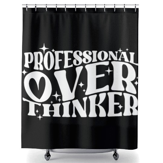 Professional Overthinker Witty Typography Humor Shower Curtains
