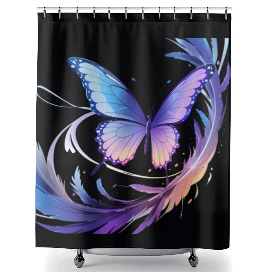Spectrum Wings – Abstract Floral Butterfly Design Shower Curtains