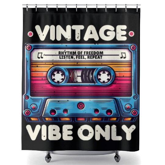 Vintage Cassette Tape Design Shower Curtains