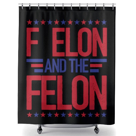 F Elon and the felon funny saying Anti Musk Shower Curtains