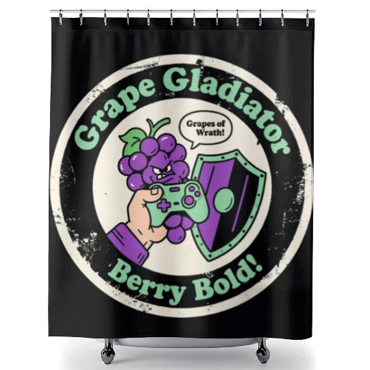 Grape Gladiator Berry Bold Gamer Shower Curtains