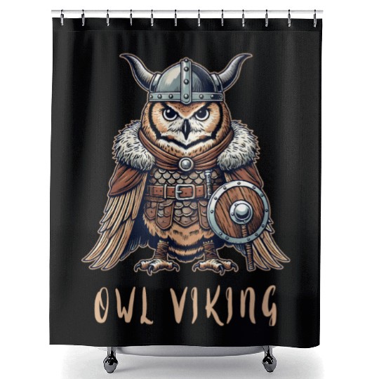 Owl Viking - The Winged Warrior Shower Curtains
