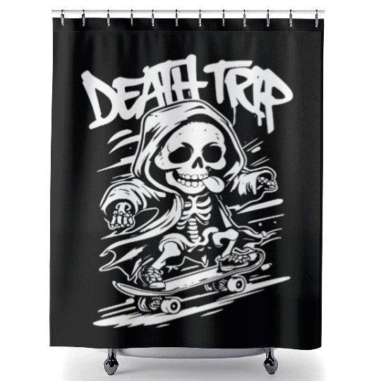 Skeleton Skateboard Gothic Punk Street Art Shower Curtains