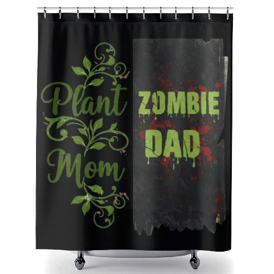 Plant Mom Zombie Dad Couple Design Shower Curtains