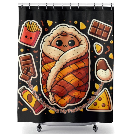 Self Care Is Ignoring My Problems with Snacks Shower Curtains