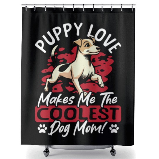 Puppy Love the Coolest Dog Mom! My Mom Is Cool Dog Shower Curtains