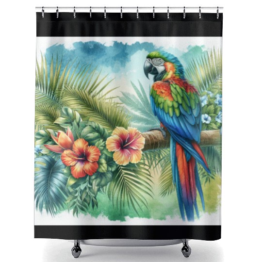 Majestic Macaw Parrot Shower Curtains