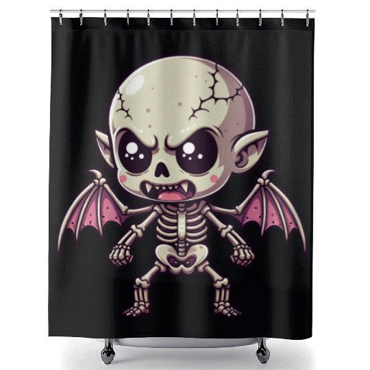 Cute Vampire Skeleton – Bat-Winged Monster Shower Curtains