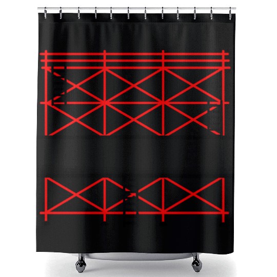 Red Scaffold Banner Company Name Shower Curtains