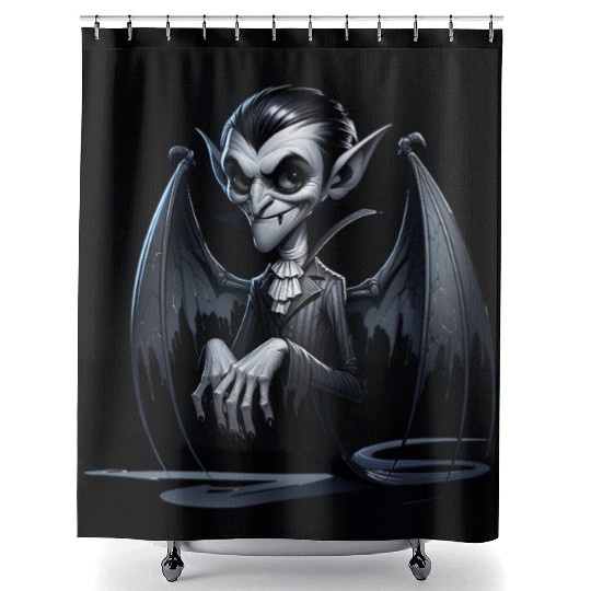Elegant Vampire Spirit – Creepy Bat-Winged Phantom Shower Curtains