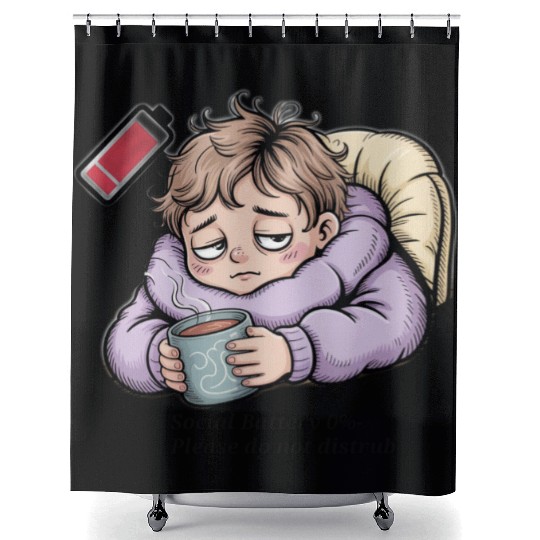 Social Battery 0% – Please Do Not Disturb Shower Curtains