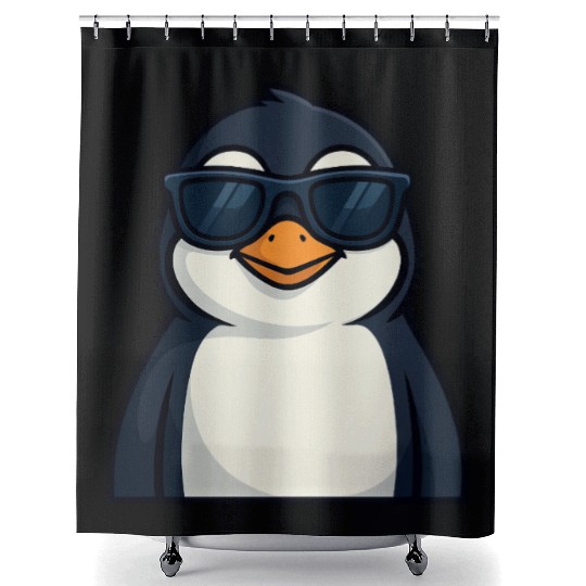 Cool penguin with sunglasses summer funny Shower Curtains