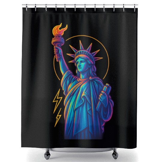 Statue of Liberty Neon Shower Curtains Design