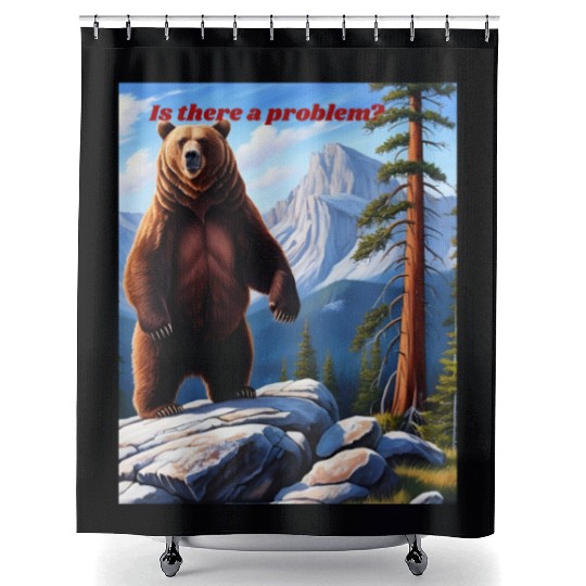 Grizzly Bear Asks - Is There a Problem? Shower Curtains