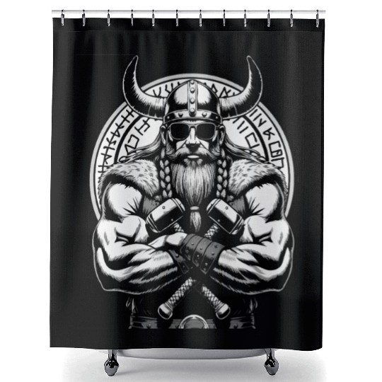 Viking Warrior Man Odin Thor Norman Walhalla Shower Curtains