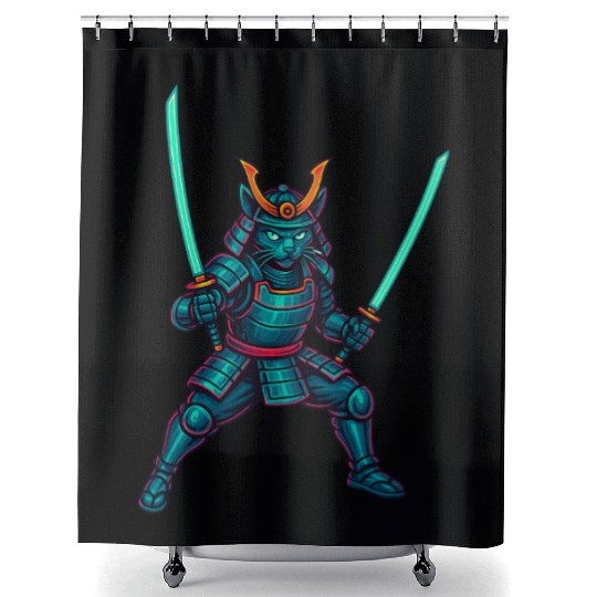 Legendary Samurai Cat – Epic Warrior Design” Shower Curtains
