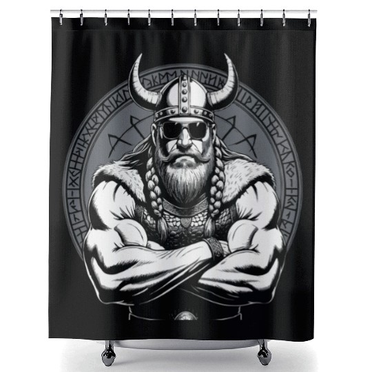 Viking Warrior Man Odin Thor Norman Walhalla Shower Curtains