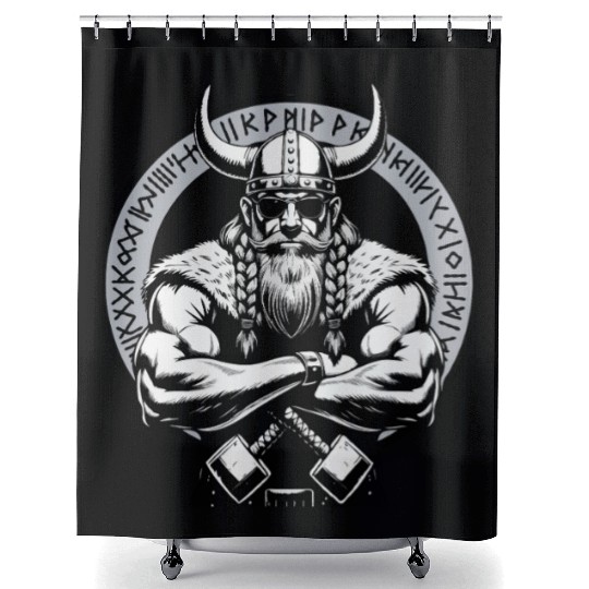 Viking Warrior Man Odin Thor Norman Walhalla Shower Curtains