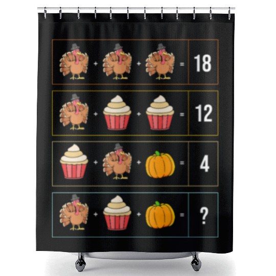 Thanksgiving Teacher Math Turkey Shower Curtains