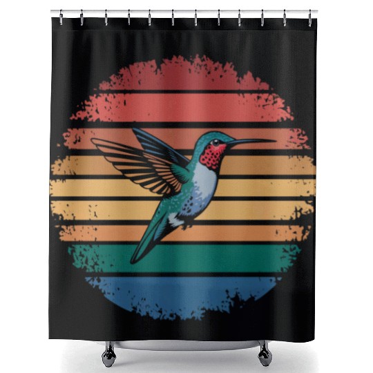 Retro Vintage Hummingbird Lover Nature Gifts Shower Curtains