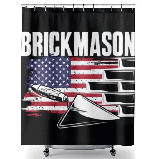 Bricklayer Brickmason American Pride Shower Curtains