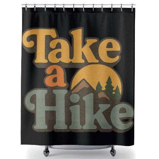 Take A Hike Retro Mountain Shower Curtains