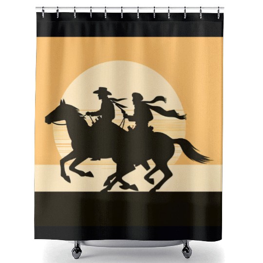 Wild West Cowboy Sunset Ride Shower Curtains