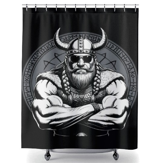 Viking Warrior Man Odin Thor Norman Walhalla Shower Curtains
