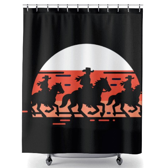 Cowboy Sunset Silhouette Shower Curtains