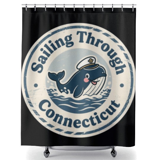 Connecticut Whale Captain Design Shower Curtains