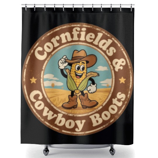 Heart of Nebraska Cornfield Charm Vintage Style Shower Curtains