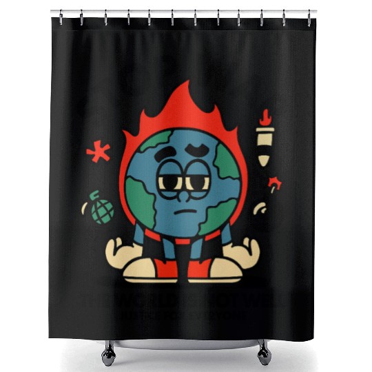 Stop War – Sad Earth Anti-War Cartoon Shower Curtains