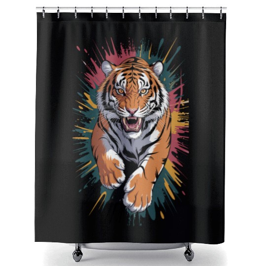 Majestic Tiger Splash Art Shower Curtains