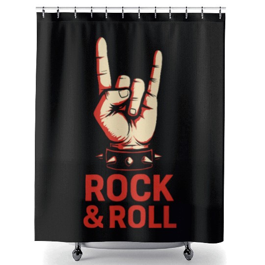 Rock & Roll Hand Sign Shower Curtains