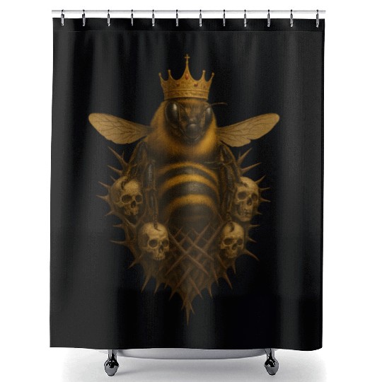 Queen Bee - Gothic Insect Ruler Shower Curtains