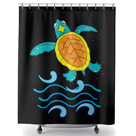 Cute Hawksbill Baby Sea Turtle Shower Curtains