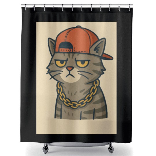 Urban Cat Gangster Illustration Shower Curtains