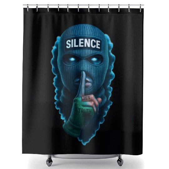 Silence Gangster Mask | Dark Streetwear | Urban St Shower Curtains