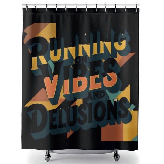 Running on Vibes and Delusions – Retro Aesthetic Shower Curtains