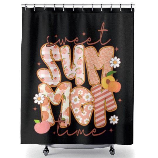 Sweet Summer Time Preppy Peach Shower Curtains