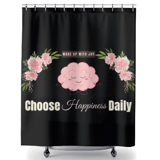 Choose Happiness Brain Design - Mental Wellness Shower Curtains
