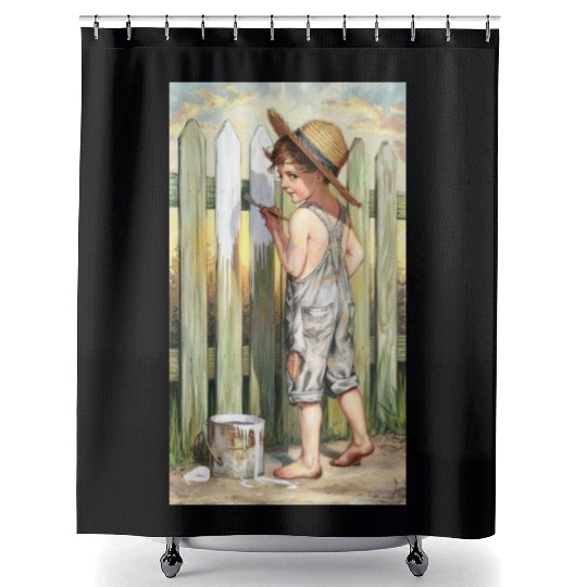 a vintage inspired charcoal and colored Gnkjj Shower Curtains